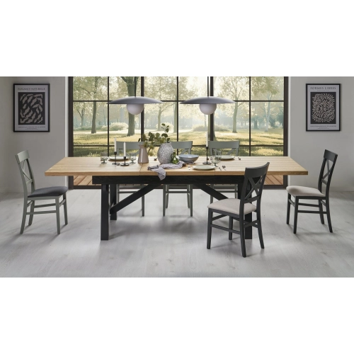 STÓŁ STÓŁ ROZKŁADANY 200 - 280 X 100 X 77 CM DĄB NATURALNY/CZARNY